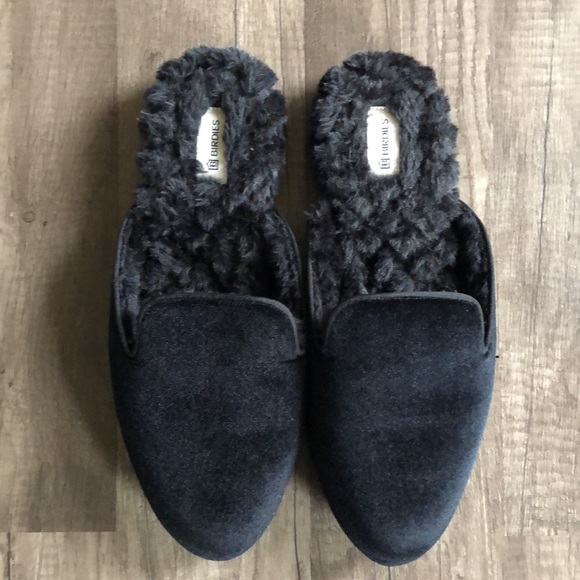 Birdies Phoebe Velvet Faux Fur Black Mules 7.5 - Picture 3 of 10